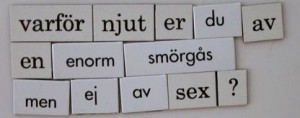 Kylskåpspoesi Schwedisch Wörter